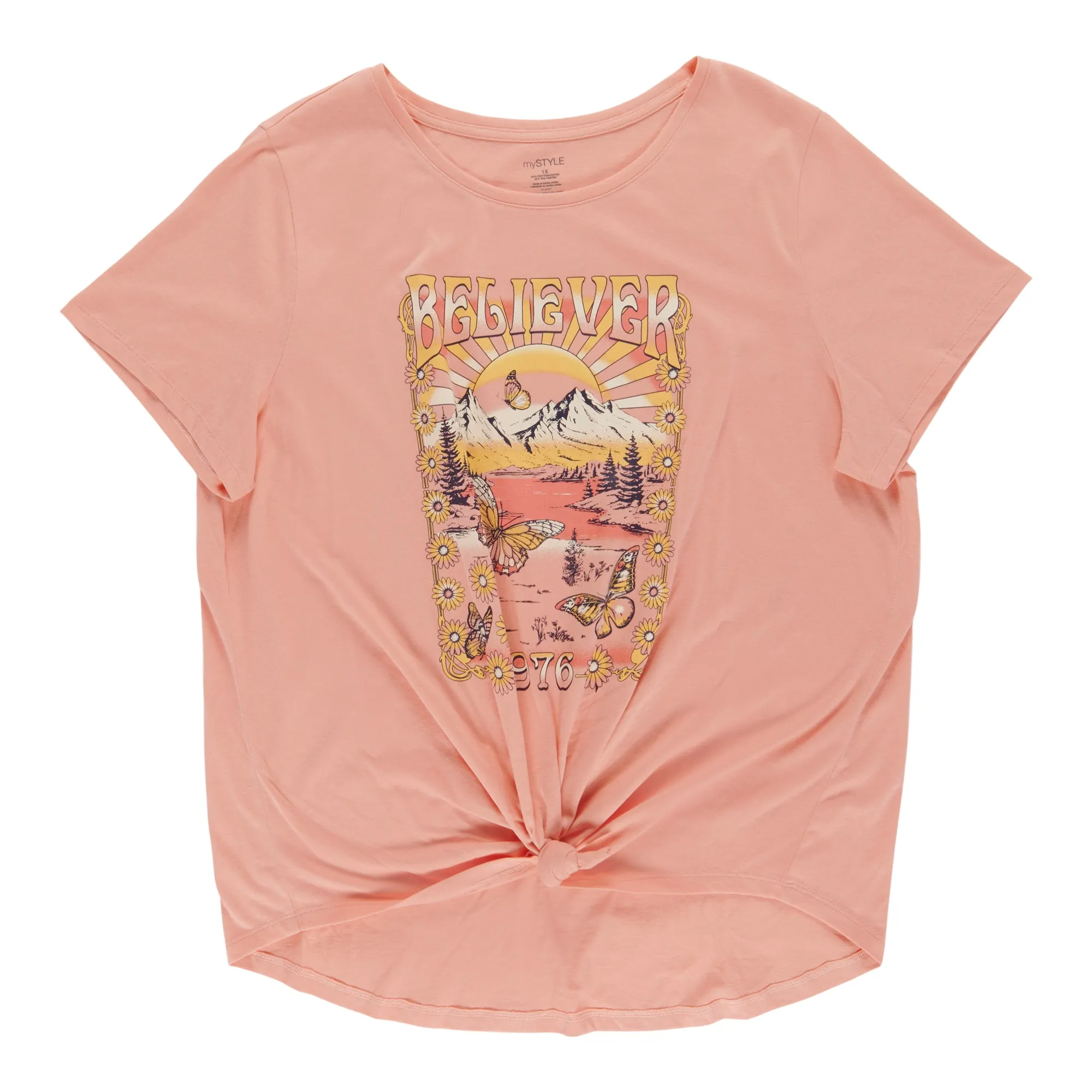 mySTYLE Women's Plus Graphic Front Knot Tee sold by Giant Tiger product image thumbnail 2