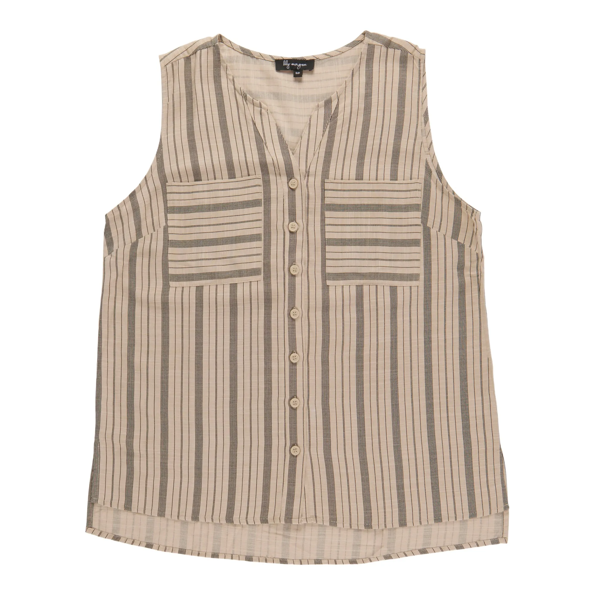 lily morgan Women's Exotic Striped Sleeveless Linen Blouse sold by Giant Tiger