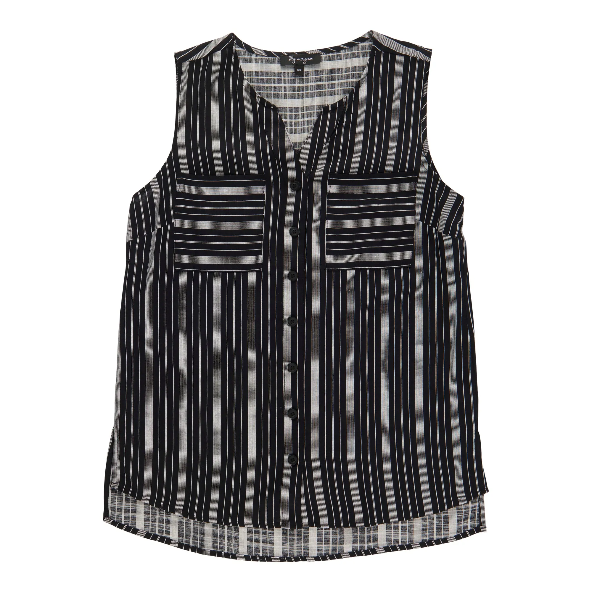 lily morgan Women's Exotic Striped Sleeveless Linen Blouse sold by Giant Tiger product image thumbnail 2