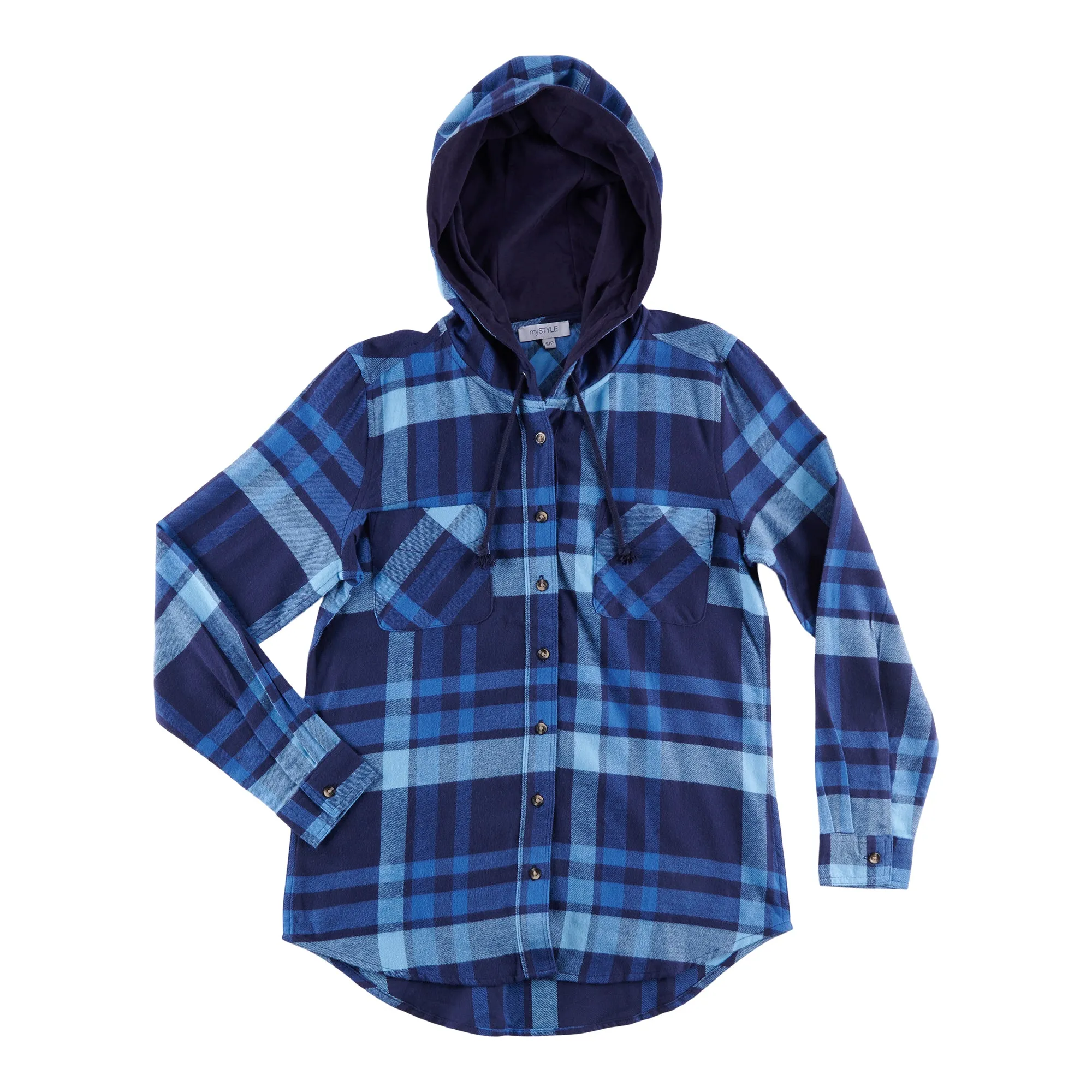 mySTYLE Women's Hooded Flannel Shirt with Button Placket and Dual Chest Pockets sold by Giant Tiger product image thumbnail 2
