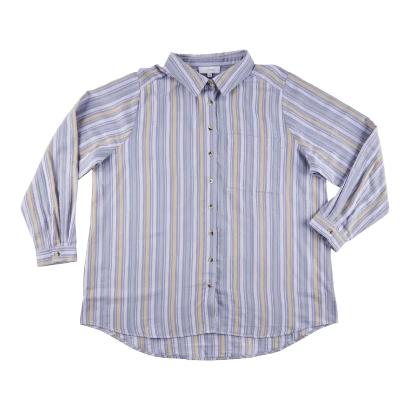 mySTYLE Women's Plus Cool Comfort Long Sleeve Stripe Shirt sold by Giant Tiger