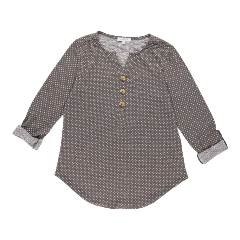 mySTYLE Women's Printed Long Sleeve V-Neck Blouse sold by Giant Tiger