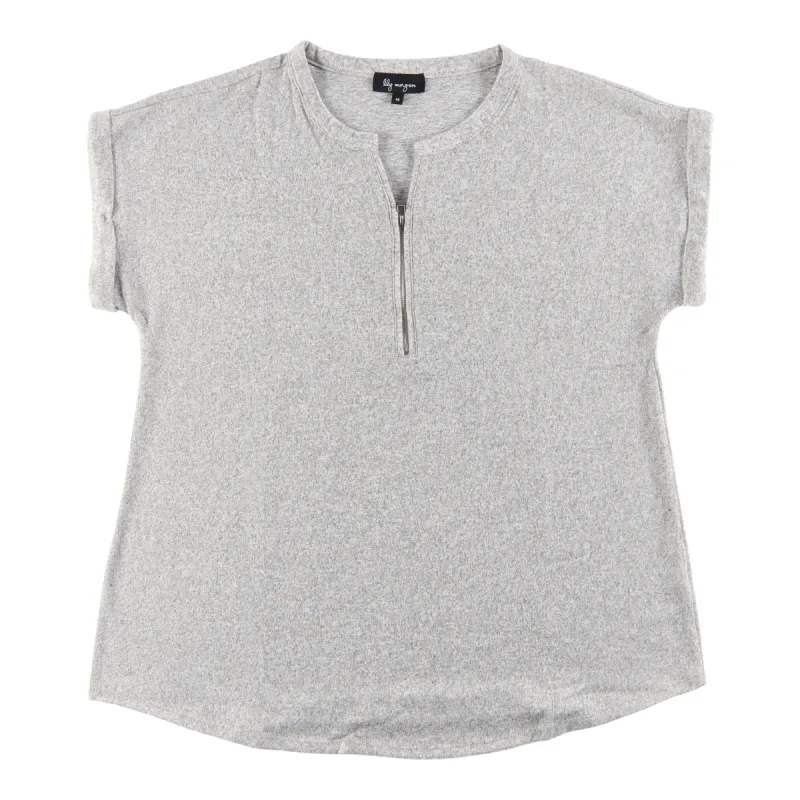 lily morgan Women's Plus Simply Chic Short Sleeve Zip Front Sweater Knit Top sold by Giant Tiger