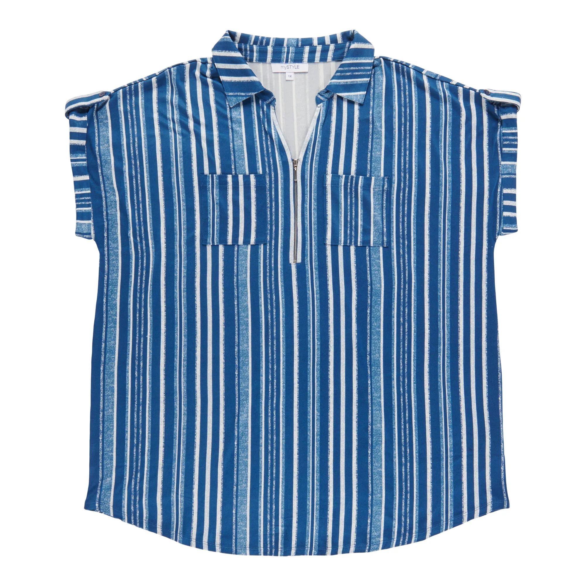 mySTYLE Women's Plus Street Smart Stripe Short Sleeve Top sold by Giant Tiger product image thumbnail 2