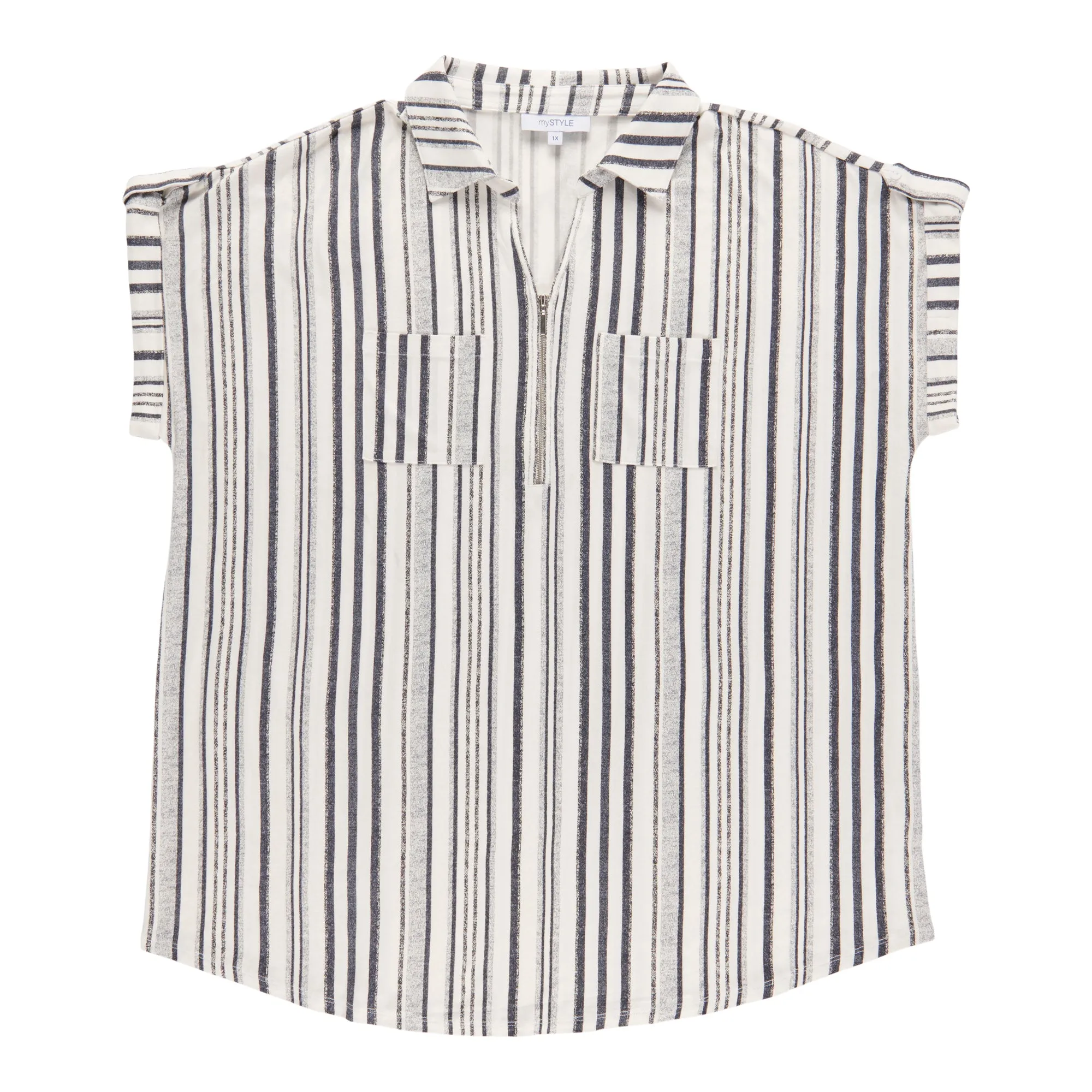 mySTYLE Women's Plus Street Smart Stripe Short Sleeve Top sold by Giant Tiger product image thumbnail 3