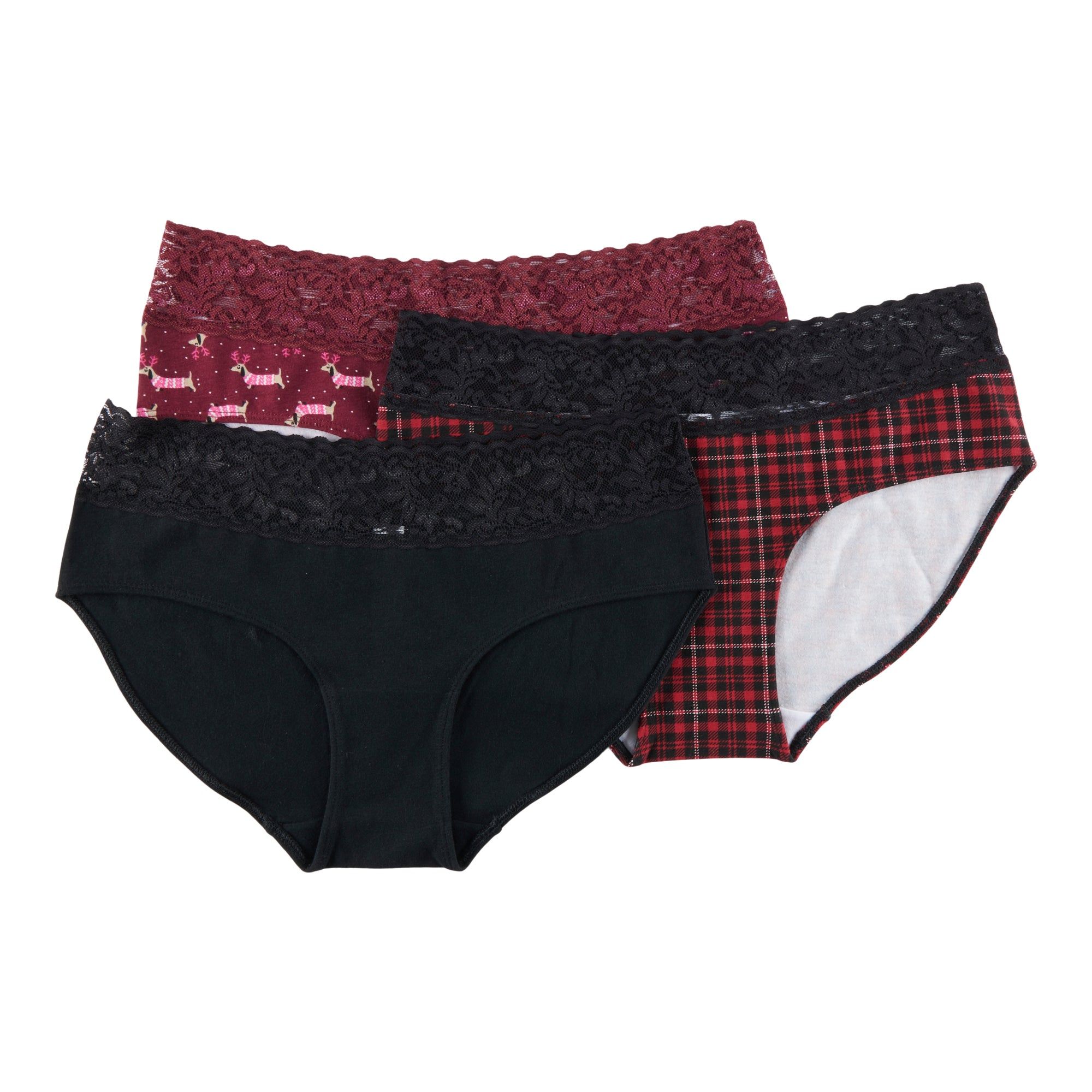 Carisma Women's Cotton Lace Brief Underwear, 3-Pack sold by Giant Tiger