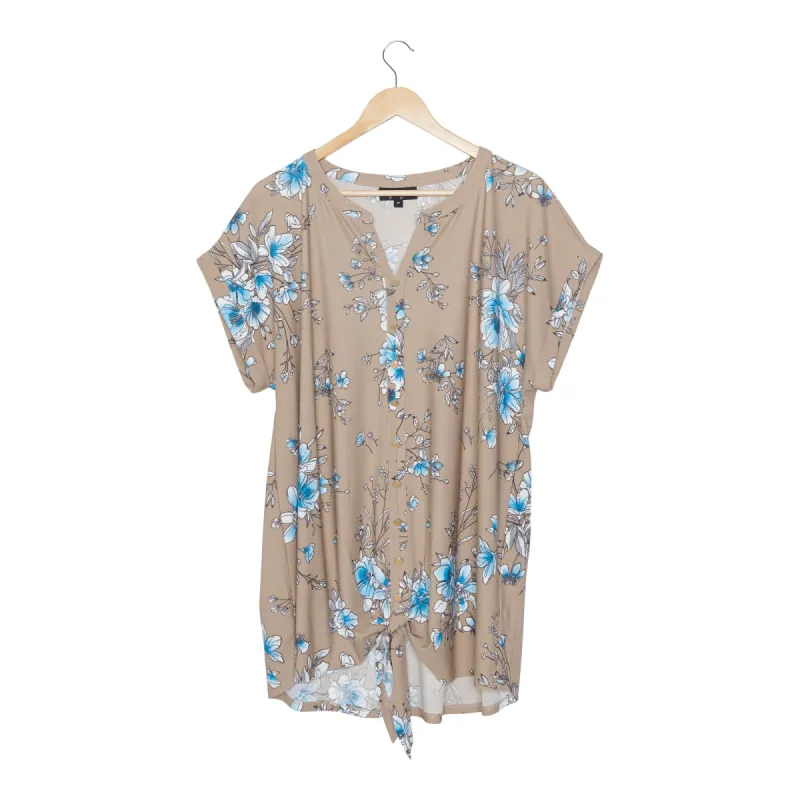 lily morgan Women's Plus Urban Chick Floral Tie Front Top sold by Giant Tiger