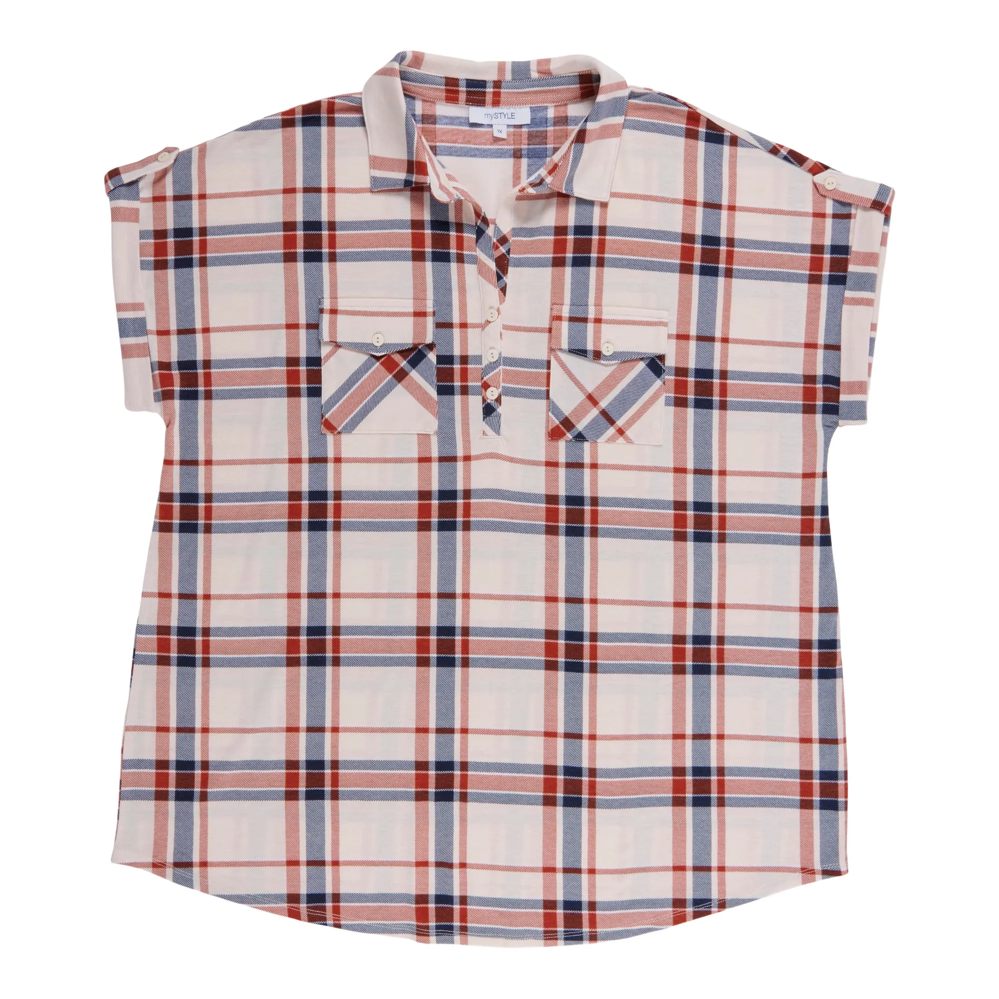 mySTYLE Women's Plus Quest Plaid Cap Sleeve Top sold by Giant Tiger product image thumbnail 3