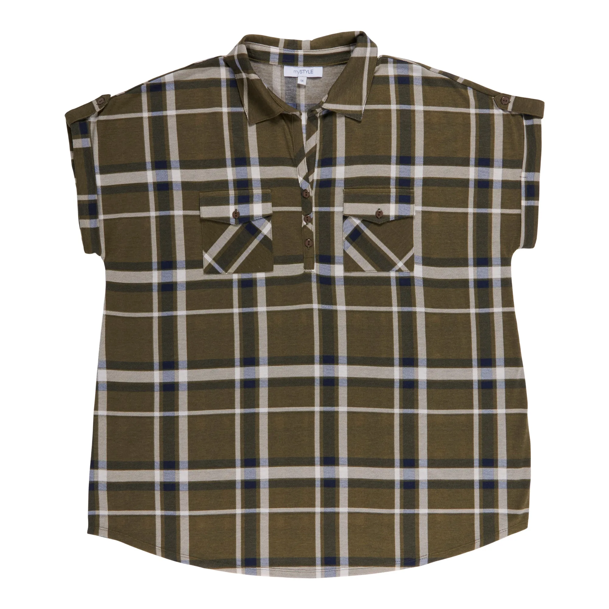 mySTYLE Women's Plus Quest Plaid Cap Sleeve Top sold by Giant Tiger product image thumbnail 4