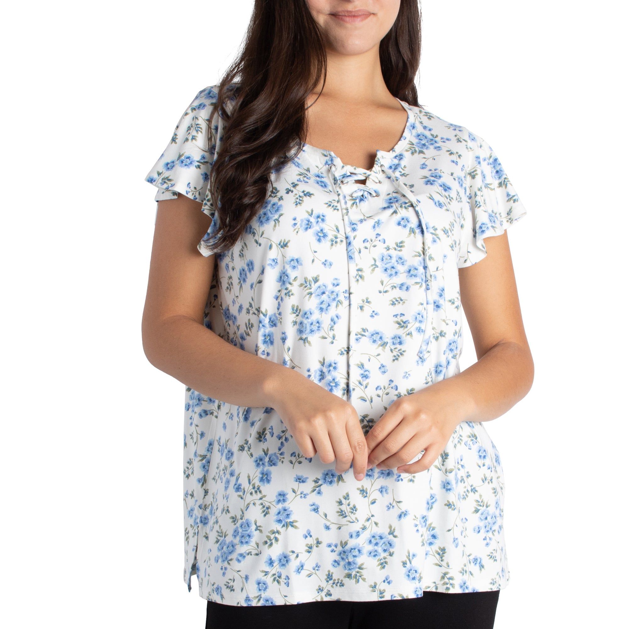 Women's Printed Sleeveless Round Neck Top with Tie Front sold by Giant Tiger