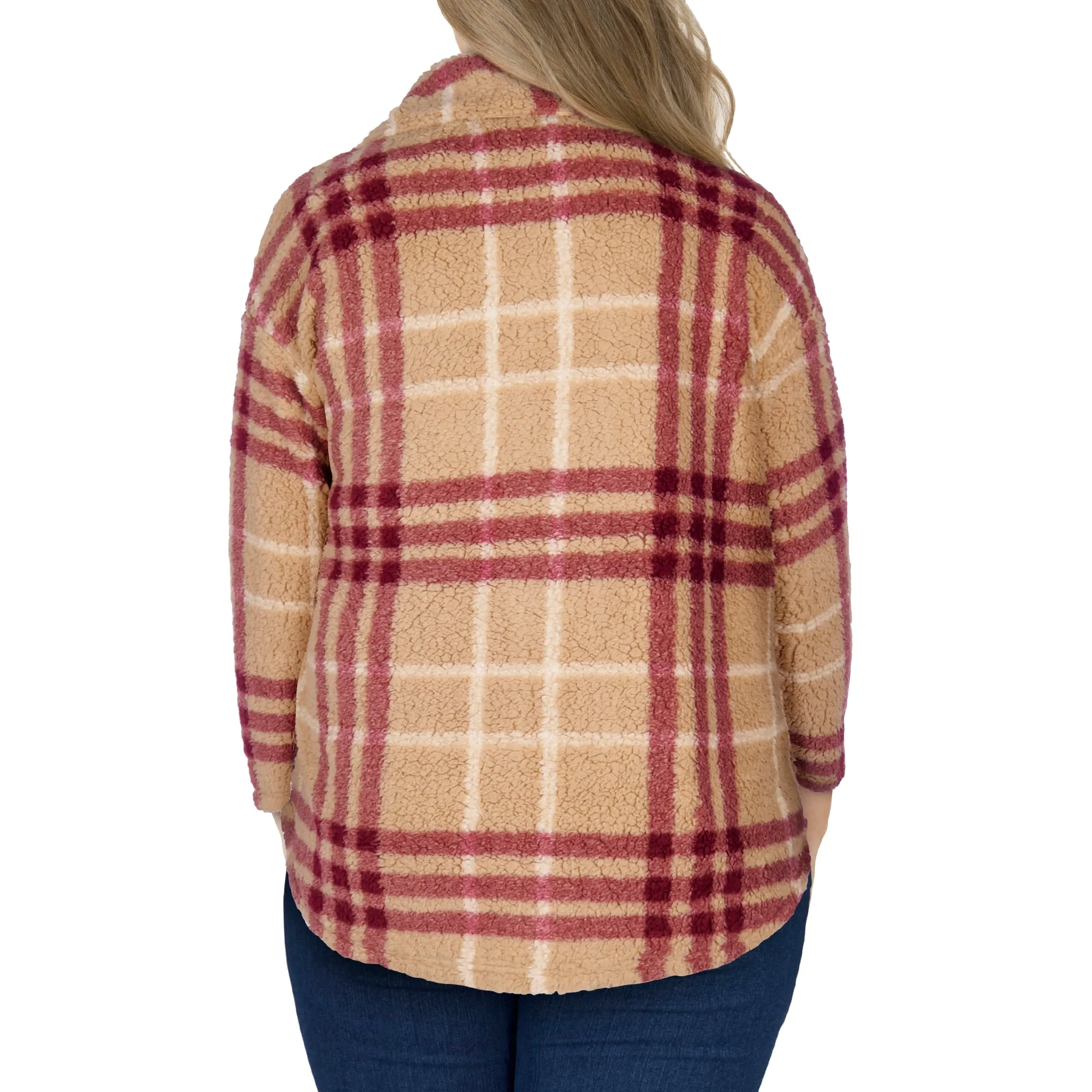 mySTYLE Women's Plus Plaid Sherpa Shacket with Full Button Closure sold by Giant Tiger product image thumbnail 2