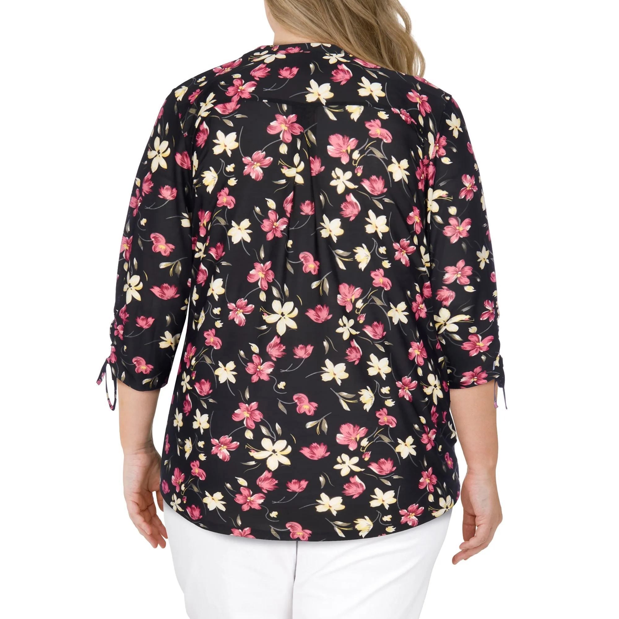 lily morgan Women's Plus Trendsetters Printed Sleeve Tie Top sold by Giant Tiger product image thumbnail 2