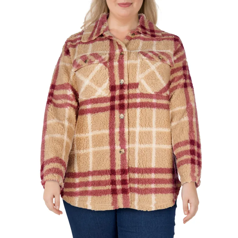 mySTYLE Women's Plus Plaid Sherpa Shacket with Full Button Closure sold by Giant Tiger