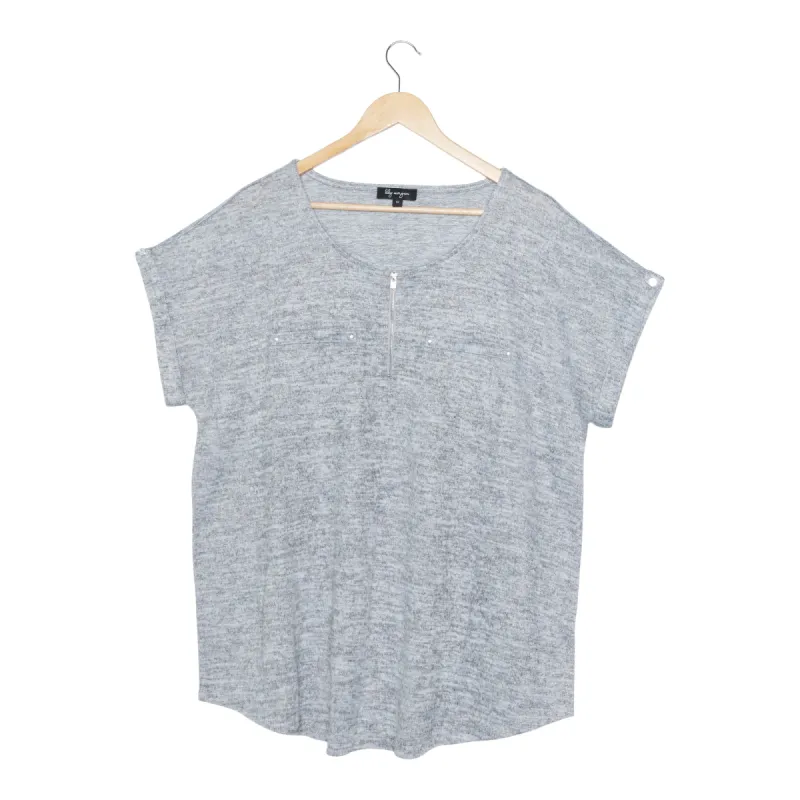 lily morgan Women's Plus Urban Chic Zip Front Sweater Knit Top sold by Giant Tiger