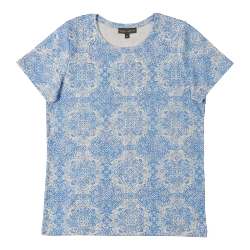 Classic Editions Women's Classic Style Short Sleeve Top with Studs made by Giant Tiger