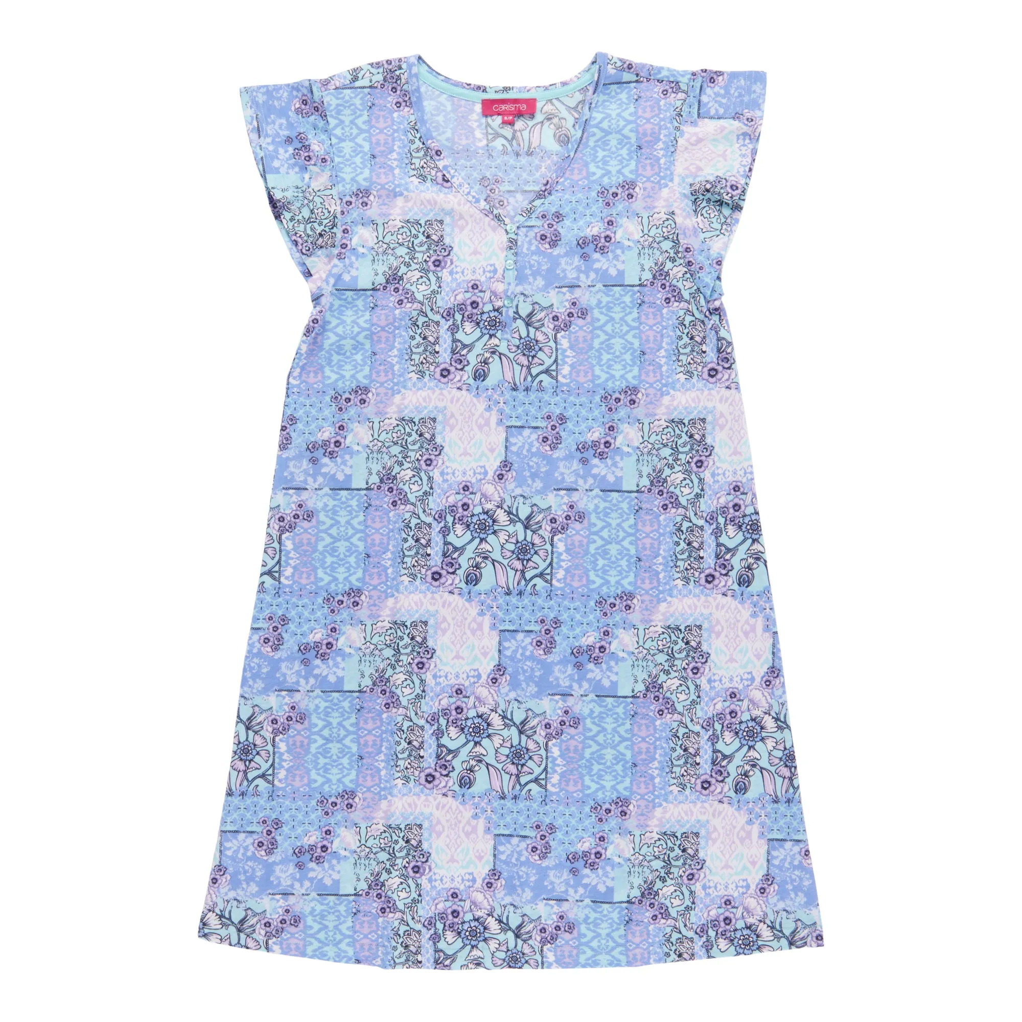 Carisma Women's Ocean Breeze Ruffle Sleeve Henley Sleepshirt sold by Giant Tiger