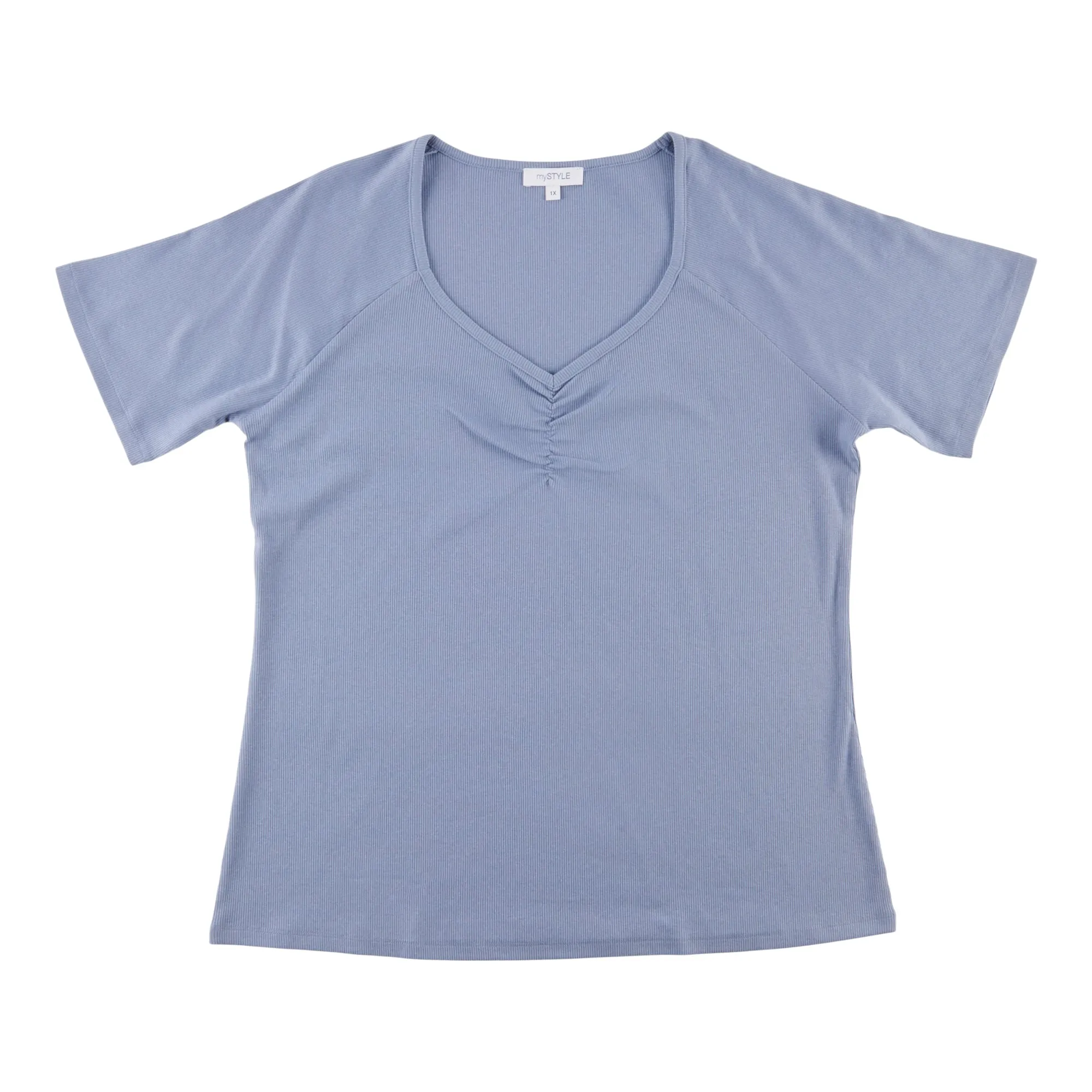 mySTYLE Women's Plus Festival Solid Ruched T-Shirt sold by Giant Tiger product image thumbnail 2