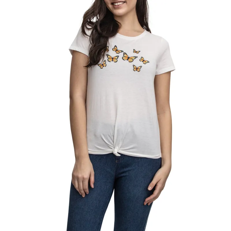 mySTYLE Women's Screen Printed Knot Front T-Shirt sold by Giant Tiger