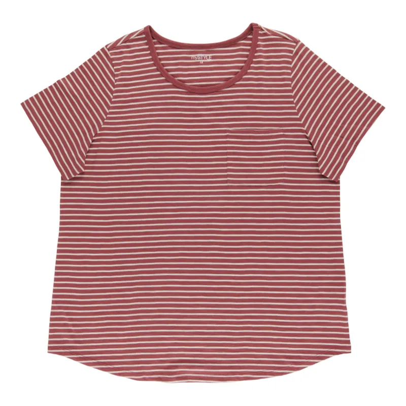 mySTYLE Women's Plus Striped T-Shirt sold by Giant Tiger