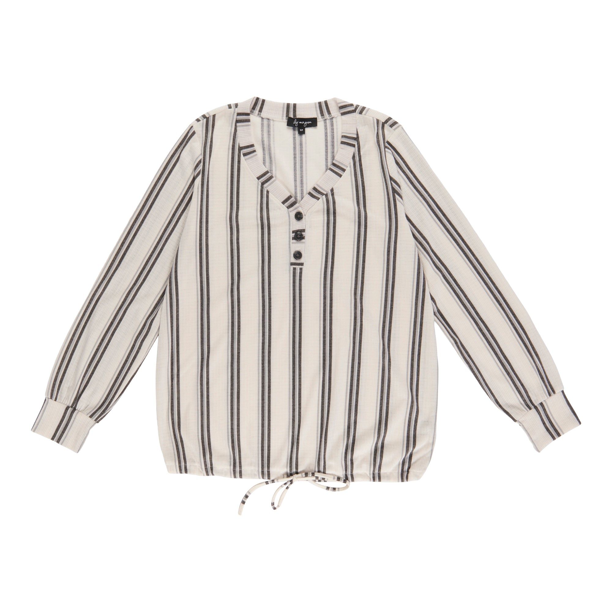 lily morgan Women's Ribbed V-Neck Blouse with Tie Front sold by Giant Tiger product image thumbnail 2