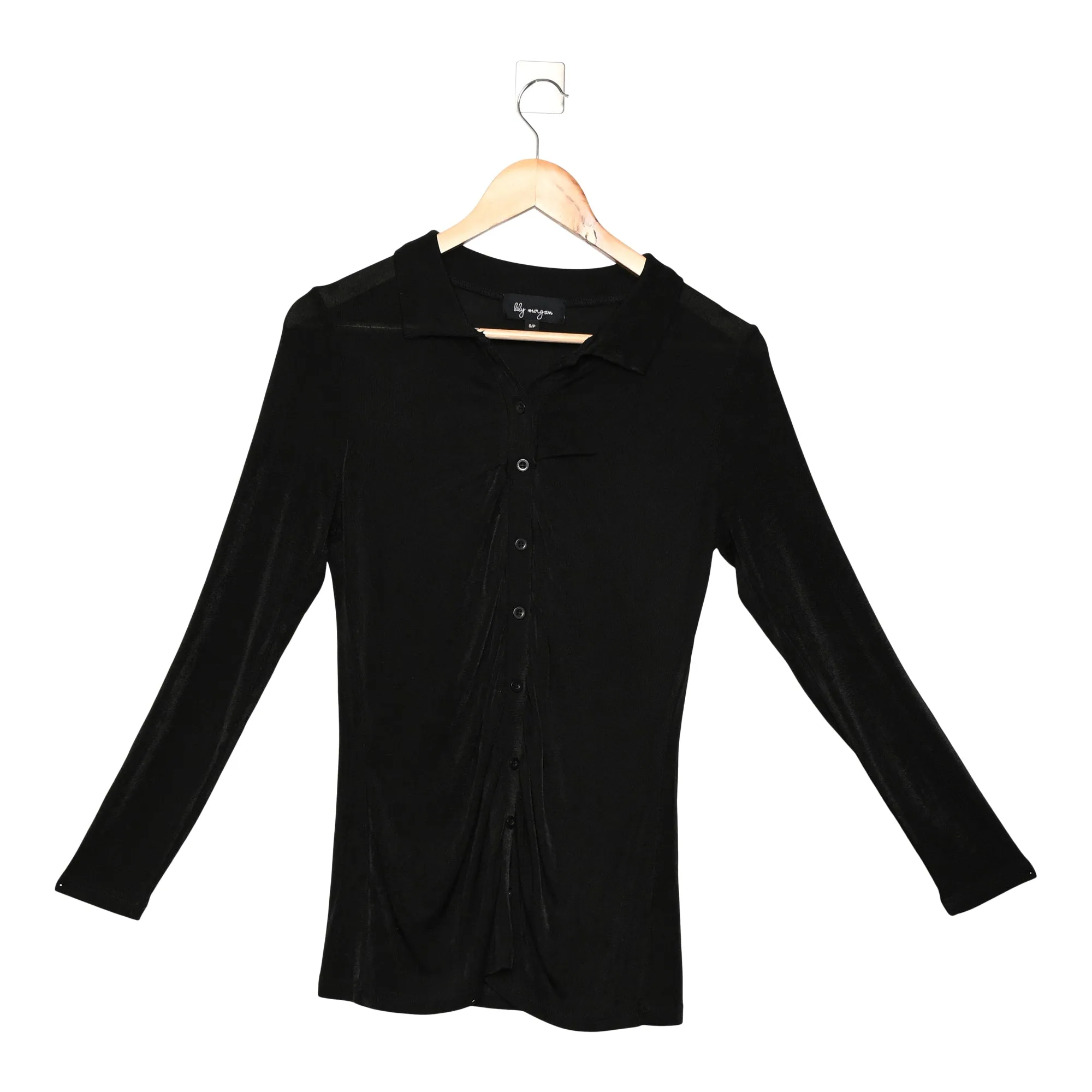 lily morgan Women's Spring Flair Button Front Slinky Top, Black sold by Giant Tiger
