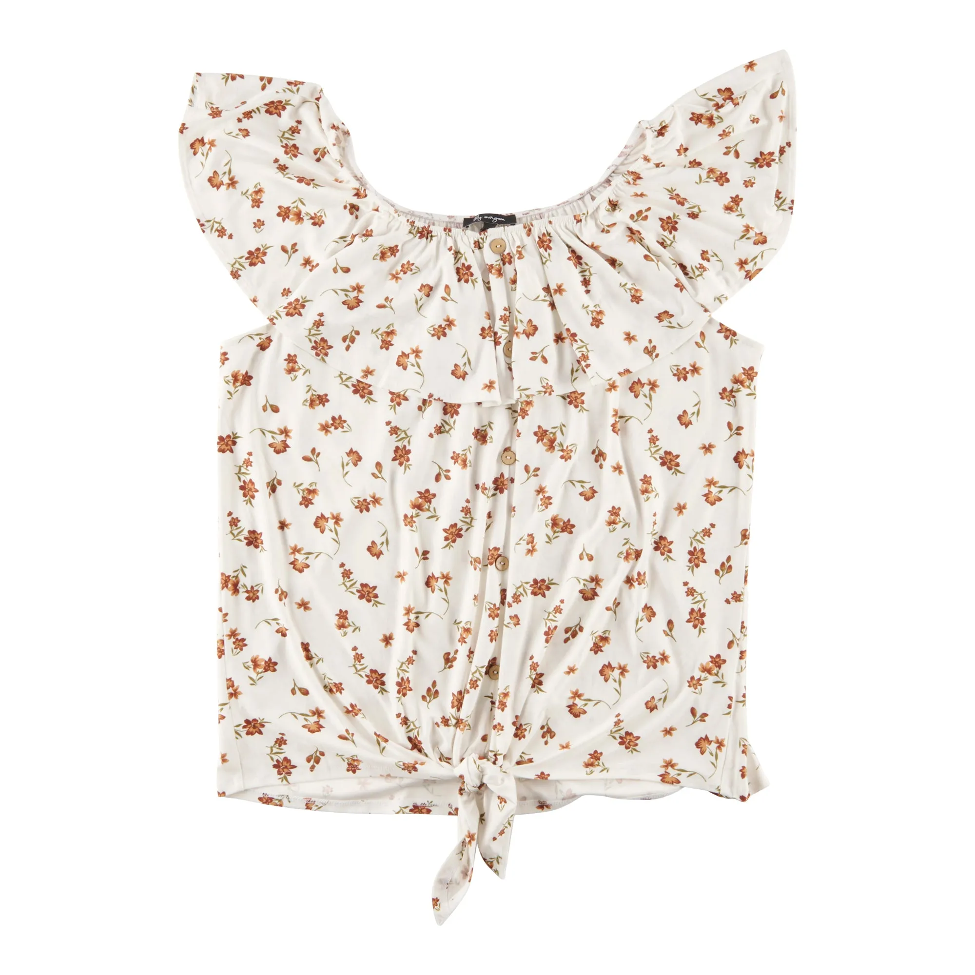 lily morgan Women's Plus Mystic Tie Front Ruffle Top sold by Giant Tiger product image thumbnail 3