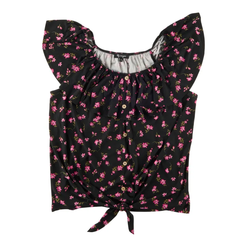 lily morgan Women's Plus Mystic Tie Front Ruffle Top sold by Giant Tiger