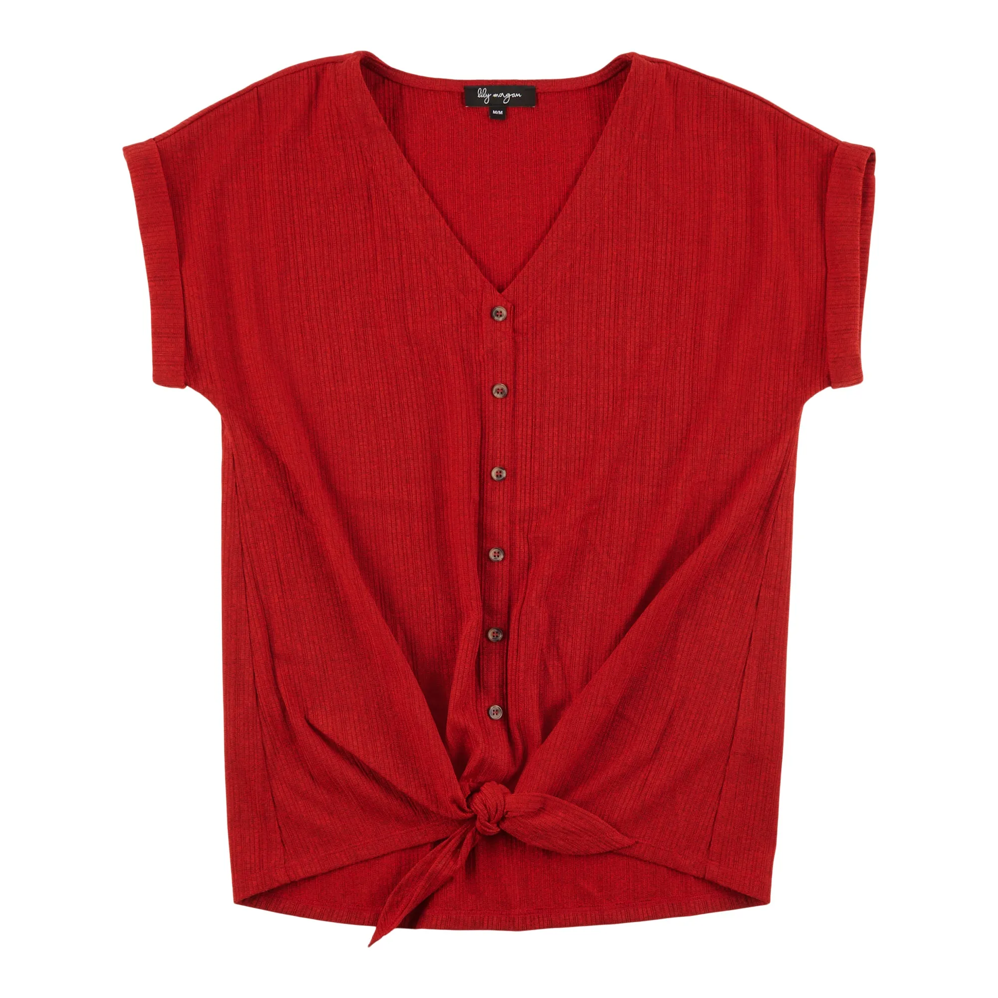 lily morgan Women's Button-Up V-Neck Tie Front Top sold by Giant Tiger product image thumbnail 4