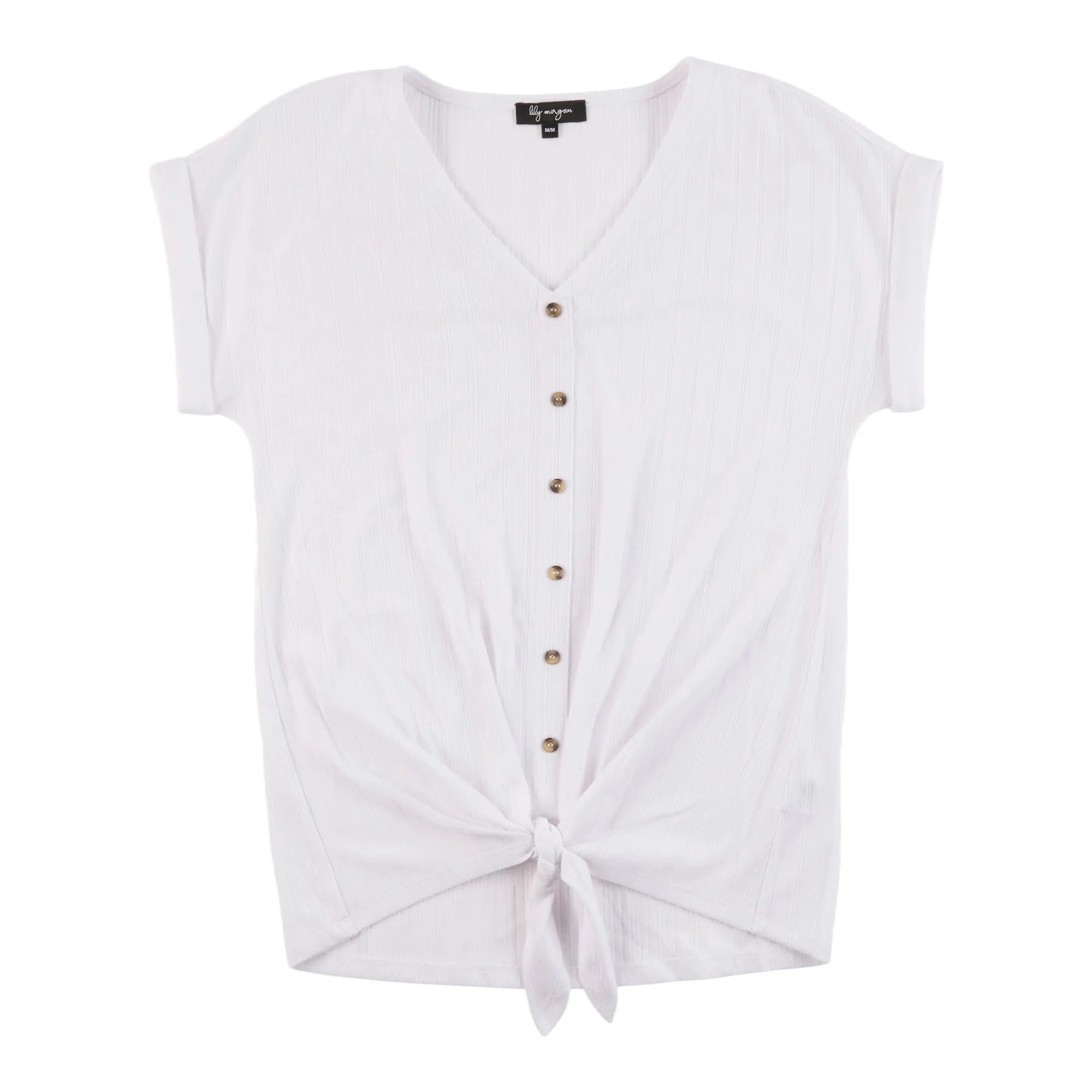 lily morgan Women's Button-Up V-Neck Tie Front Top sold by Giant Tiger product image thumbnail 2