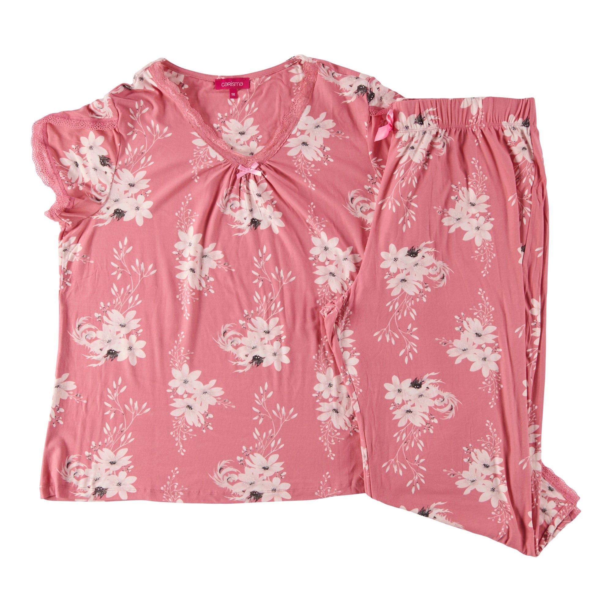 Carisma Women's Plus Romance Peachy PJ Capri Set, 2-Piece sold by Giant Tiger
