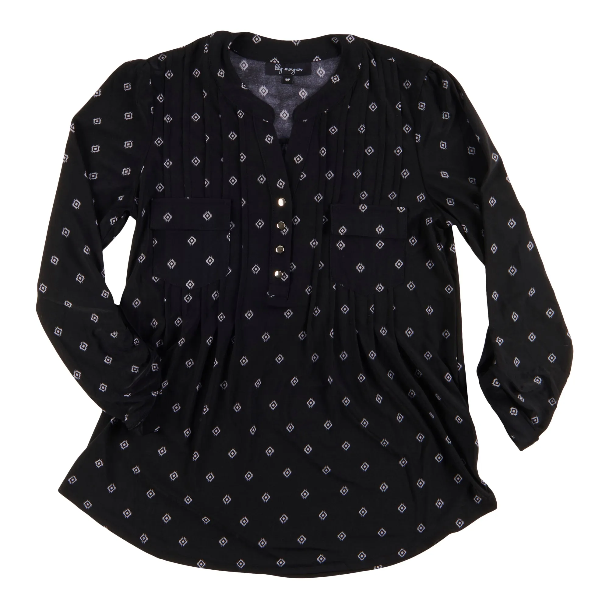 lily morgan Women's Urban Chic Pintuck Printed Top sold by Giant Tiger