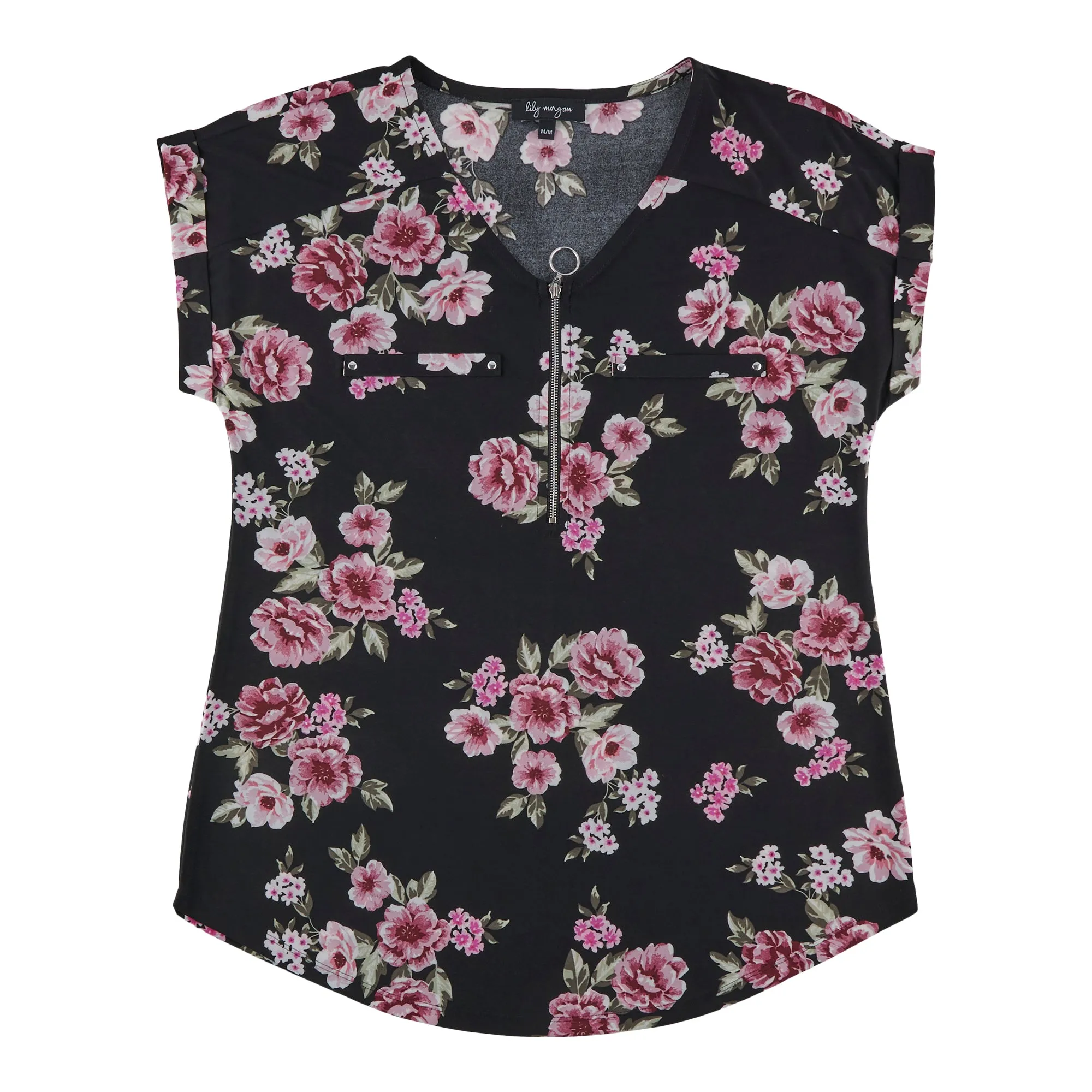 lily morgan Women's V-Neck Zip Blouse sold by Giant Tiger