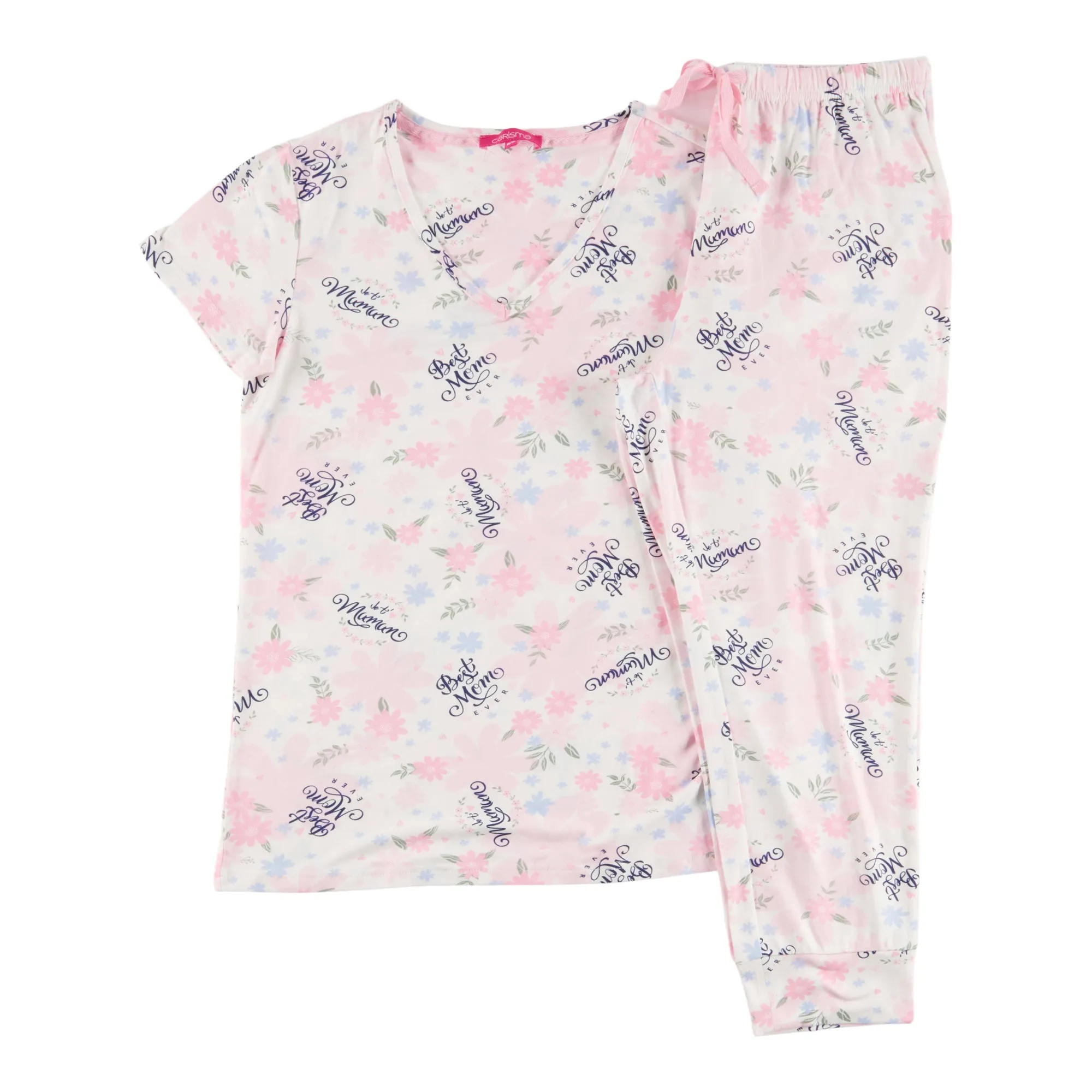 Carisma Women's Simply Dreaming Peachy PJ Capri Set, White, 2-Piece sold by Giant Tiger