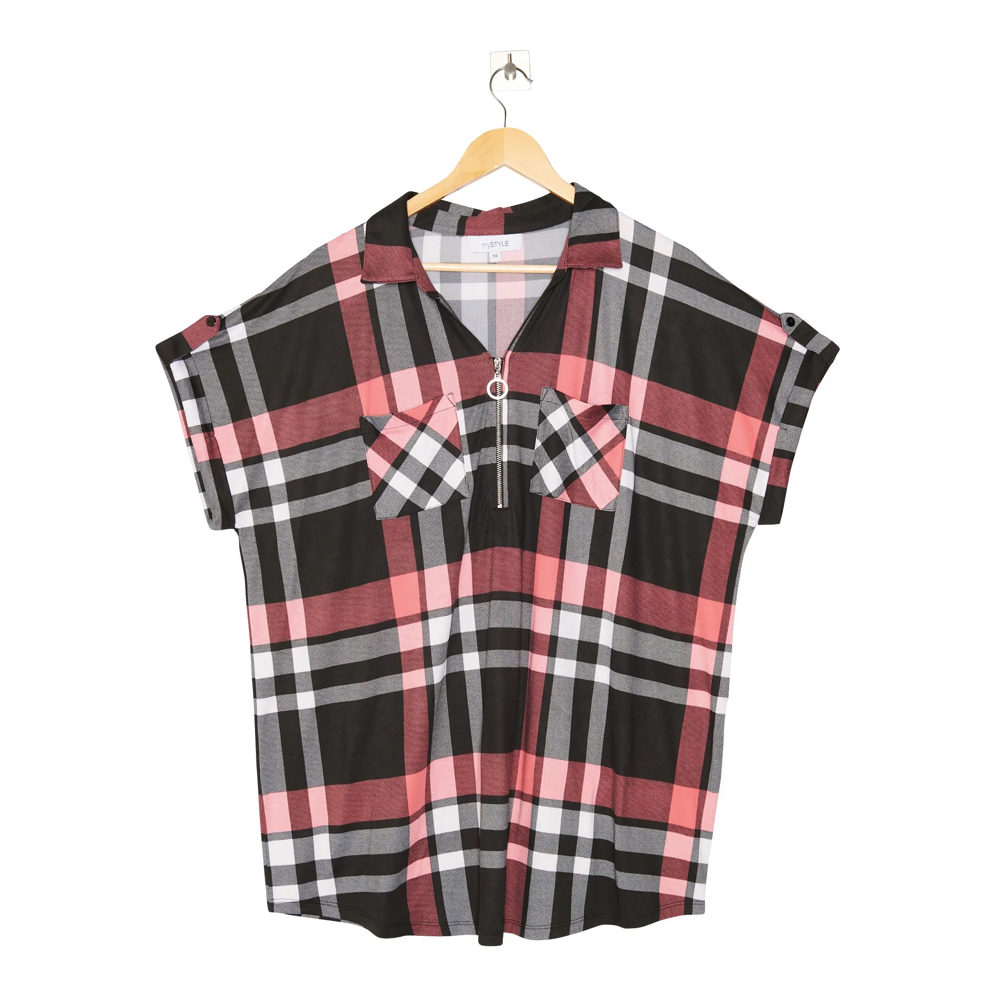mySTYLE Women's Printed Plaid Top sold by Giant Tiger