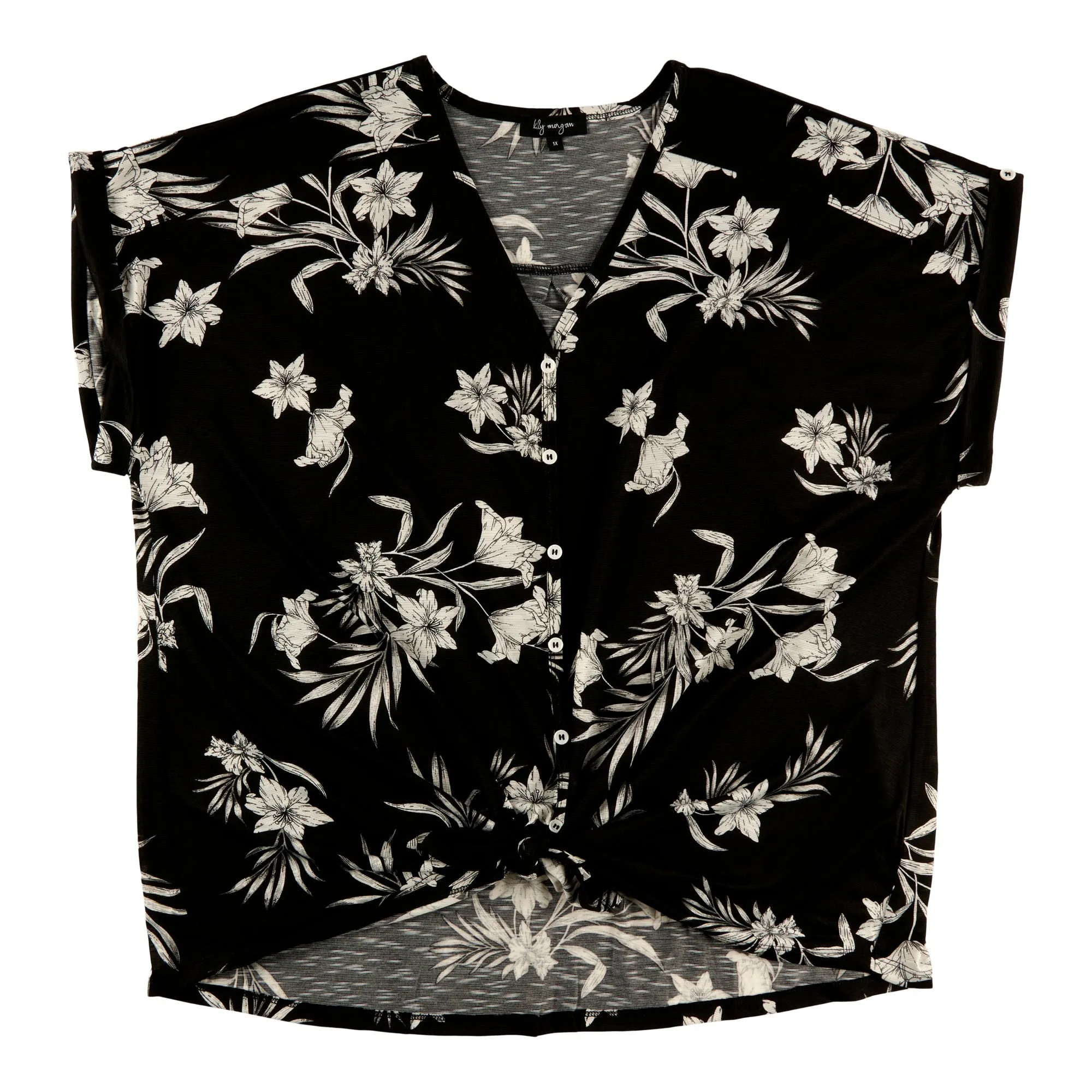 lily morgan Women's Plus V-Neck Tie-Front Blouse sold by Giant Tiger product image thumbnail 4