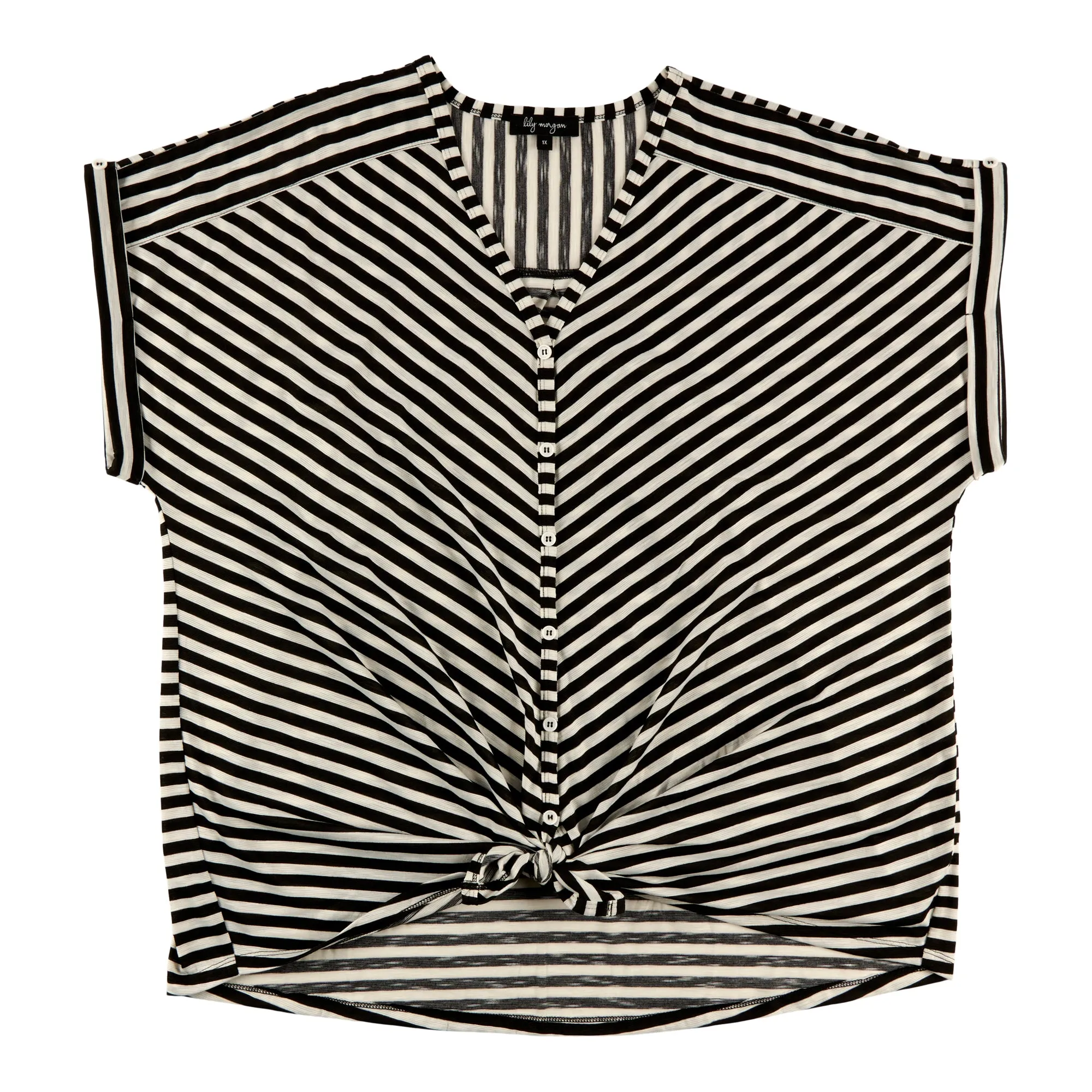 lily morgan Women's Plus V-Neck Tie-Front Blouse sold by Giant Tiger product image thumbnail 2