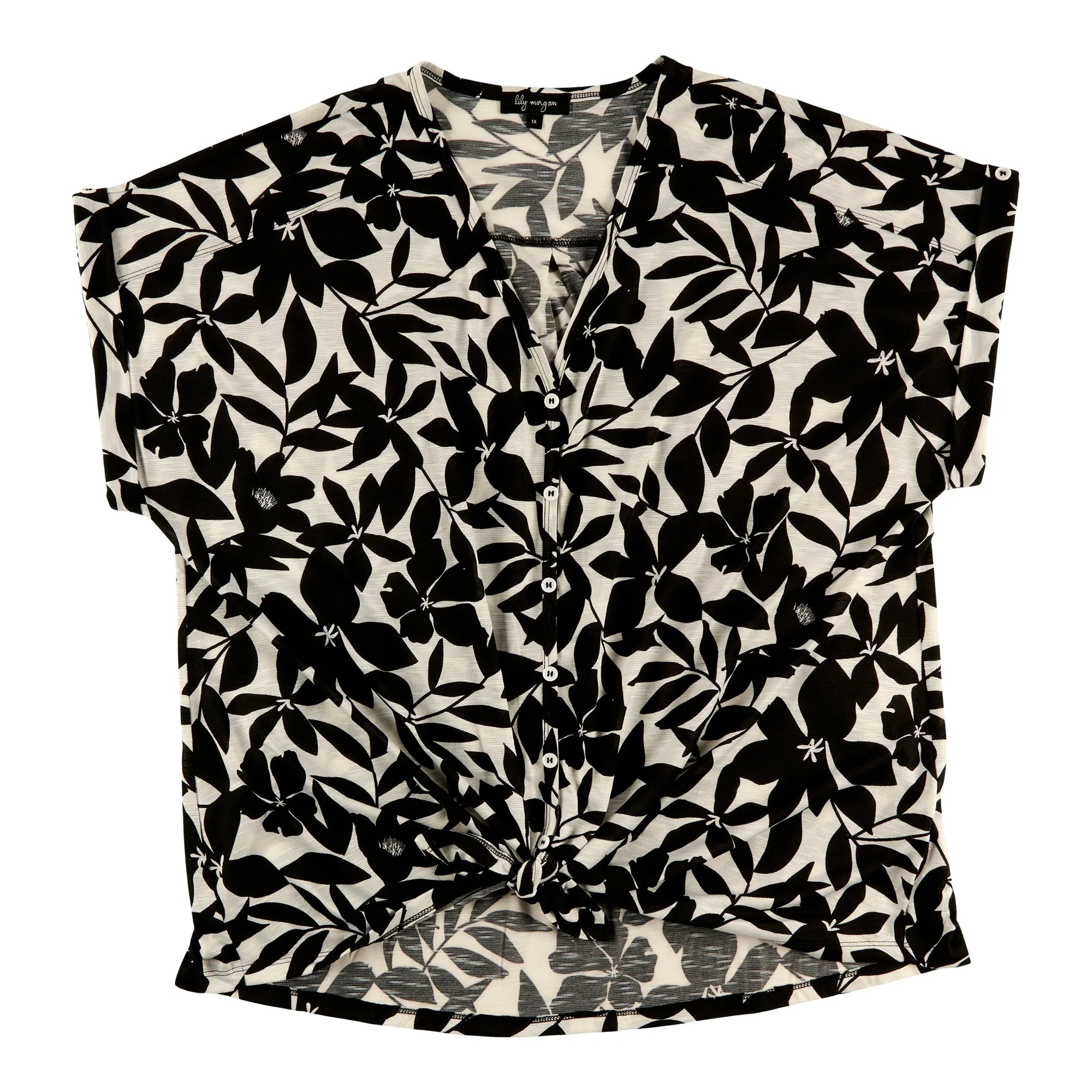 lily morgan Women's Plus V-Neck Tie-Front Blouse sold by Giant Tiger product image thumbnail 3
