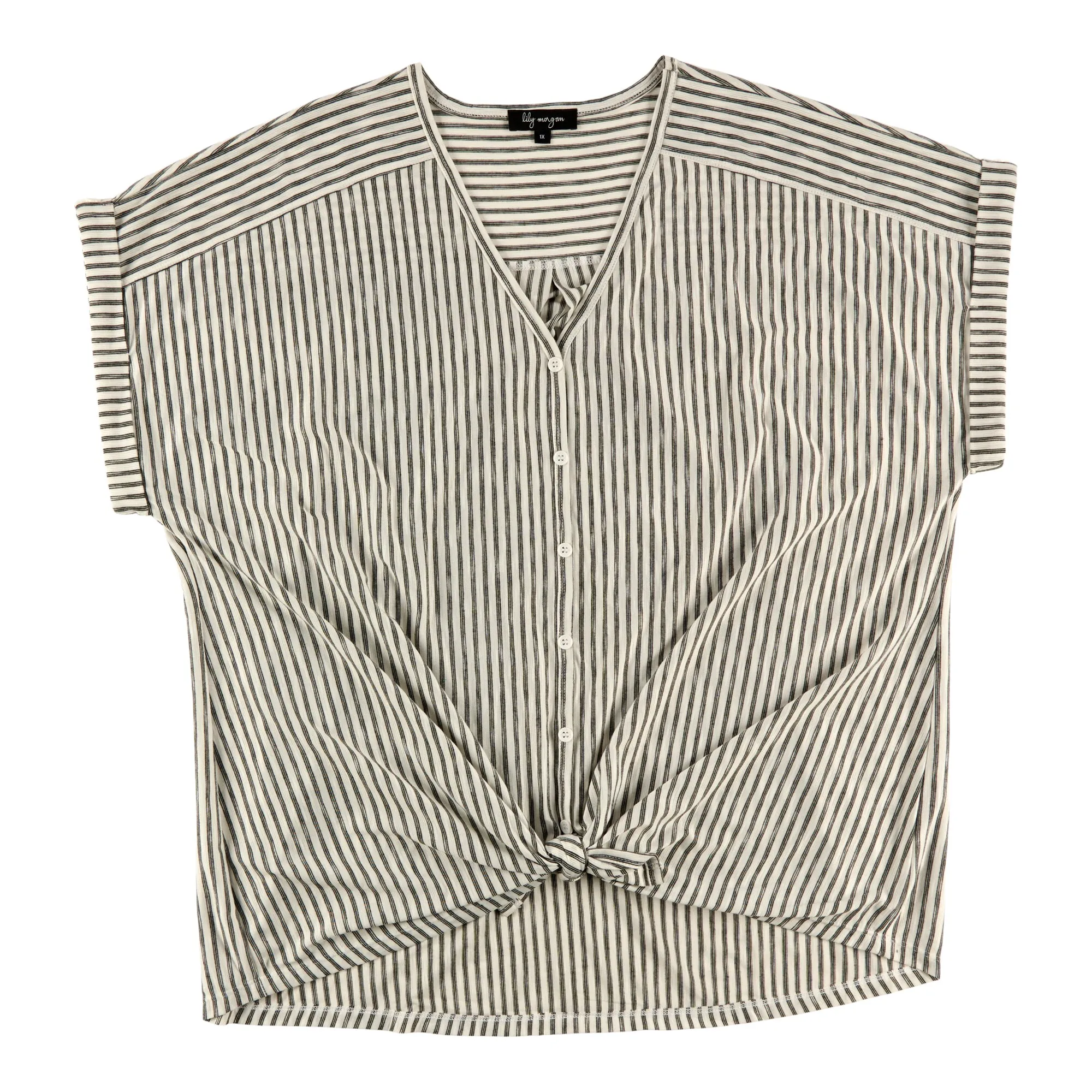 lily morgan Women's Plus V-Neck Tie-Front Blouse sold by Giant Tiger