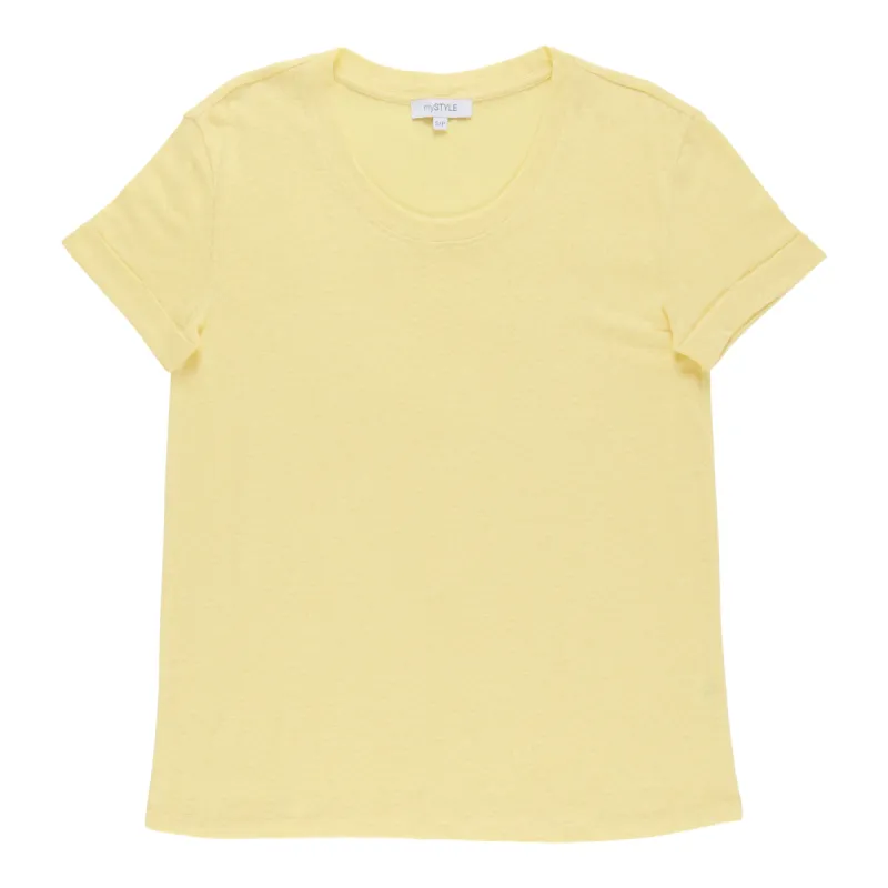 mySTYLE Women's Roll Sleeve Linen T-Shirt sold by Giant Tiger