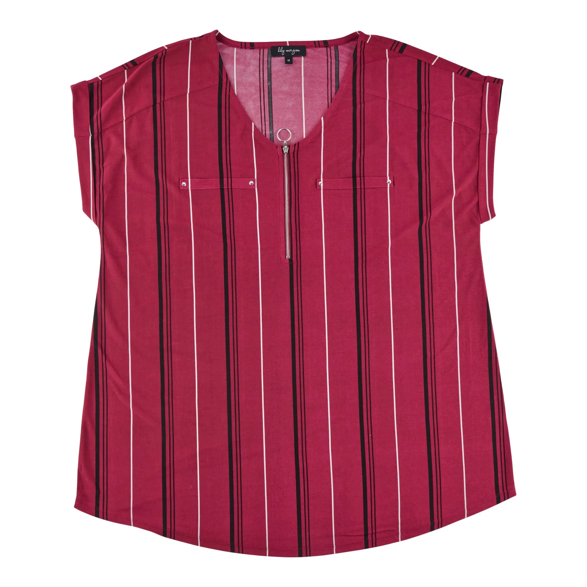 lily morgan Women's Plus Printed V-Neck Zip Front Top sold by Giant Tiger product image thumbnail 4