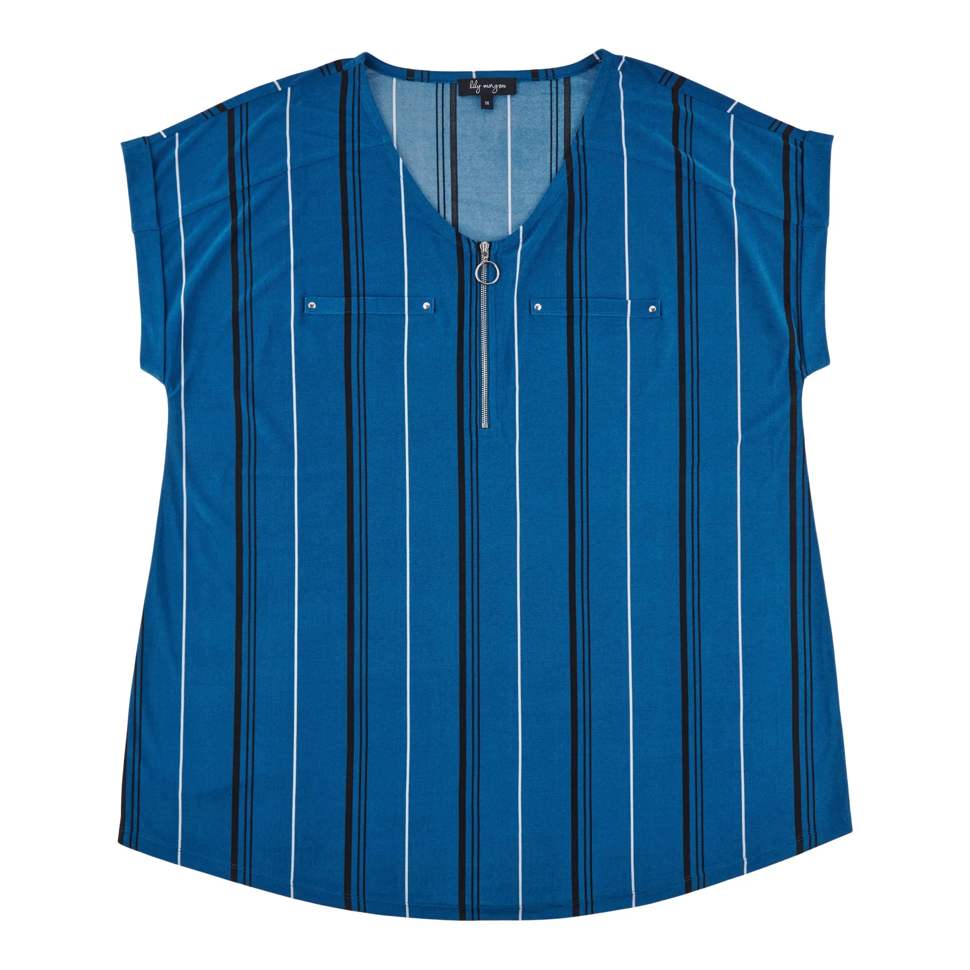 lily morgan Women's Plus Printed V-Neck Zip Front Top sold by Giant Tiger product image thumbnail 3