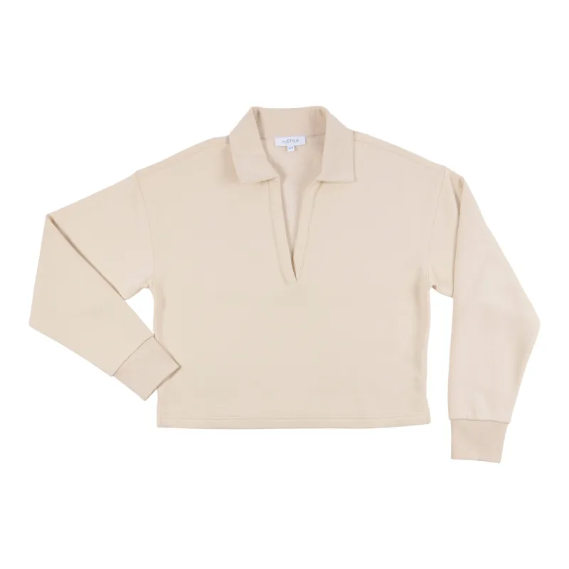 mySTYLE Long Sleeve Johnny Collar Fleece Sweater sold by Giant Tiger