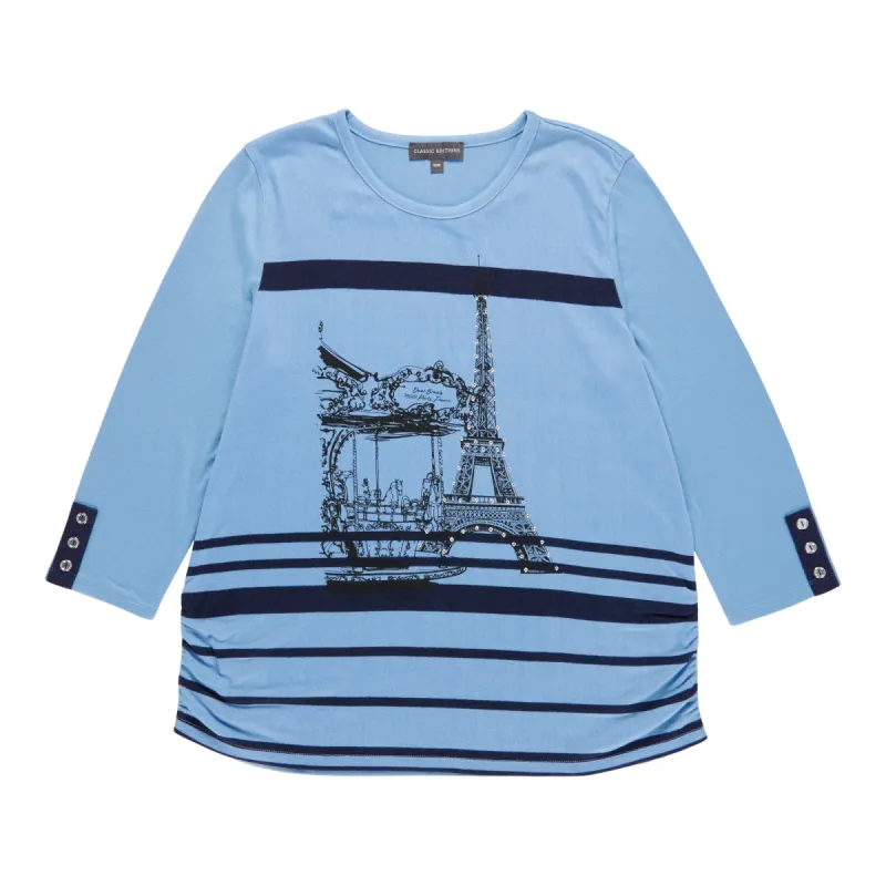 Classic Editions Women's Classic Flair 3/4 Sleeve Snit Top with Screen Print made by Giant Tiger