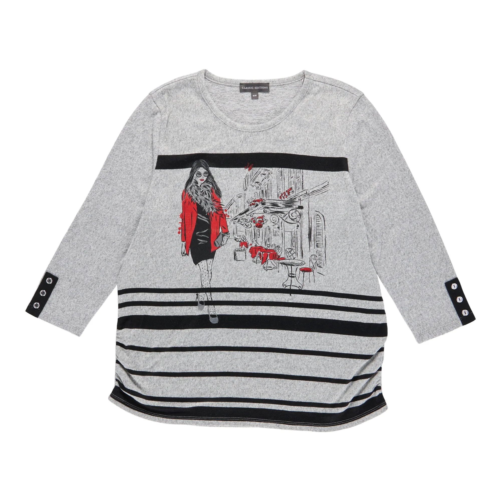 Classic Editions Women's Classic Flair 3/4 Sleeve Snit Top with Screen Print sold by Giant Tiger product image thumbnail 2