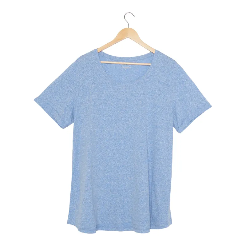 mySTYLE Women's Plus Scoop Neck Relaxed Nubby Roll Sleeve Top sold by Giant Tiger