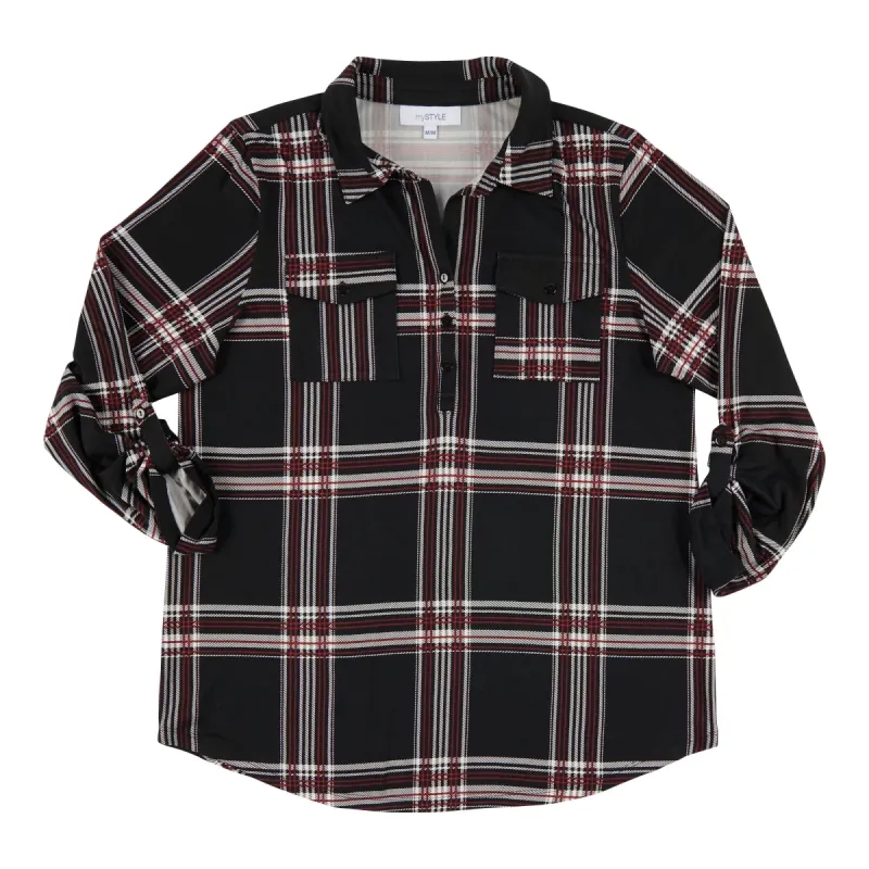 mySTYLE Women's Harvest Printed Plaid Top sold by Giant Tiger