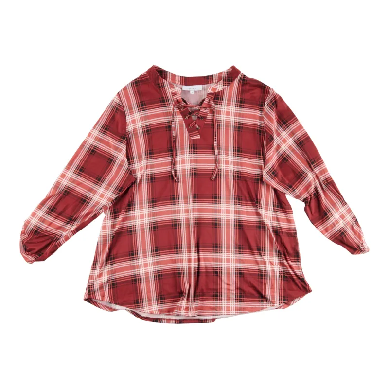 mySTYLE Women's Plus Eyelet Plaid Top sold by Giant Tiger