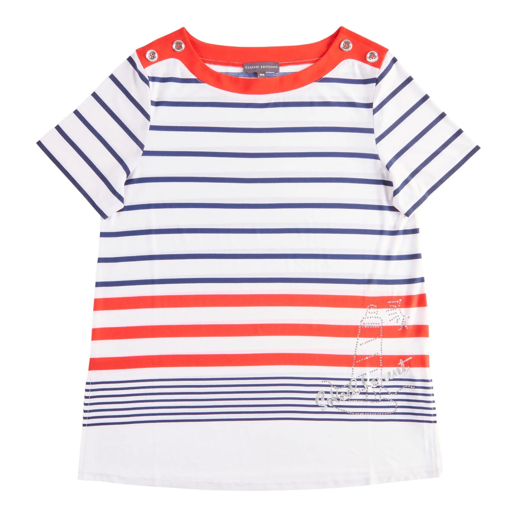 Classic Editions Women's Classic Style Nautical Striped Short Sleeve Top sold by Giant Tiger