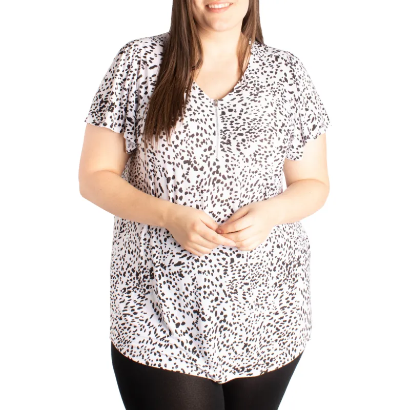 lily morgan Women's Plus Flutter Zip Top - 1X-3X sold by Giant Tiger