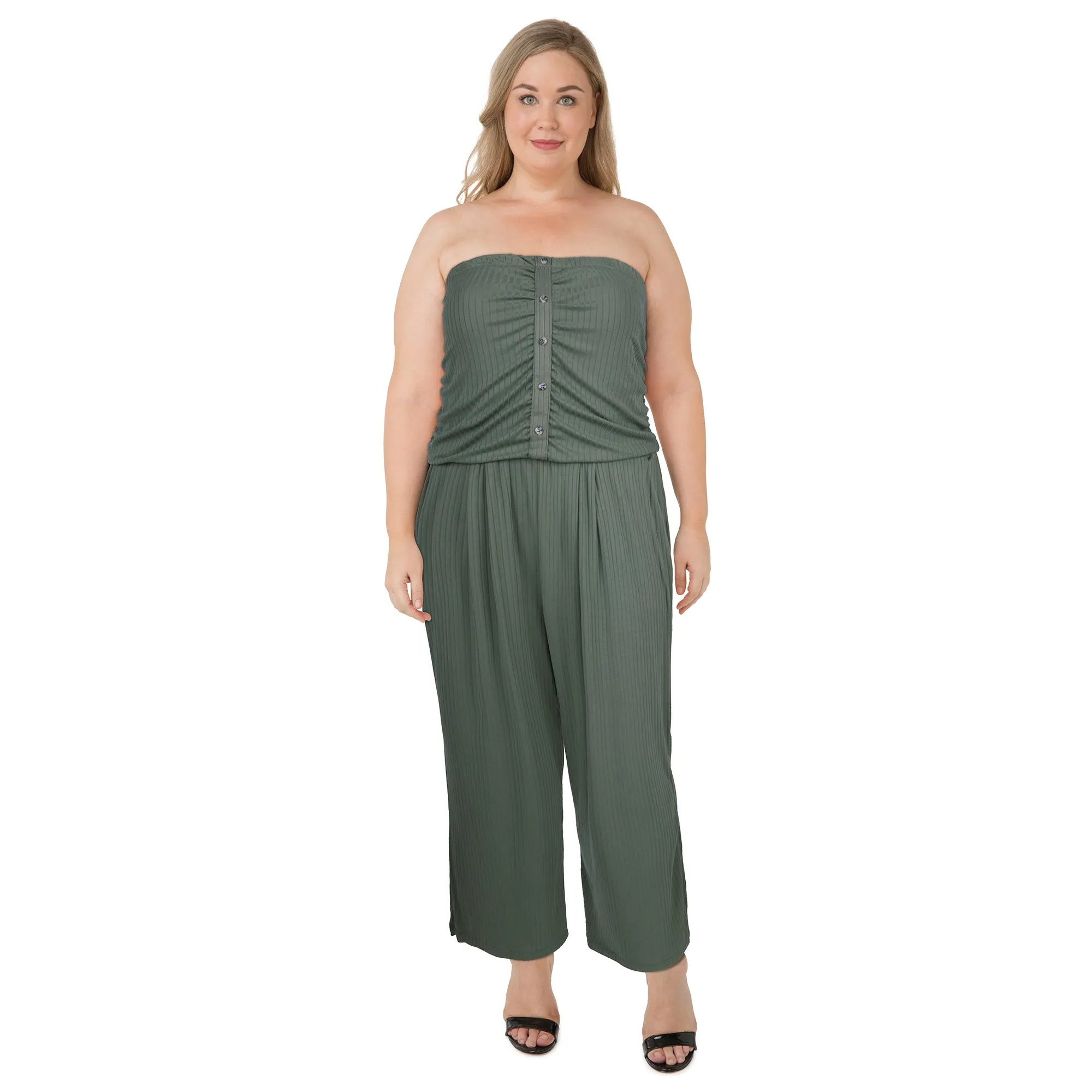 lily morgan Women's Plus Exotic Solid Knit Jumpsuit sold by Giant Tiger product image thumbnail 4
